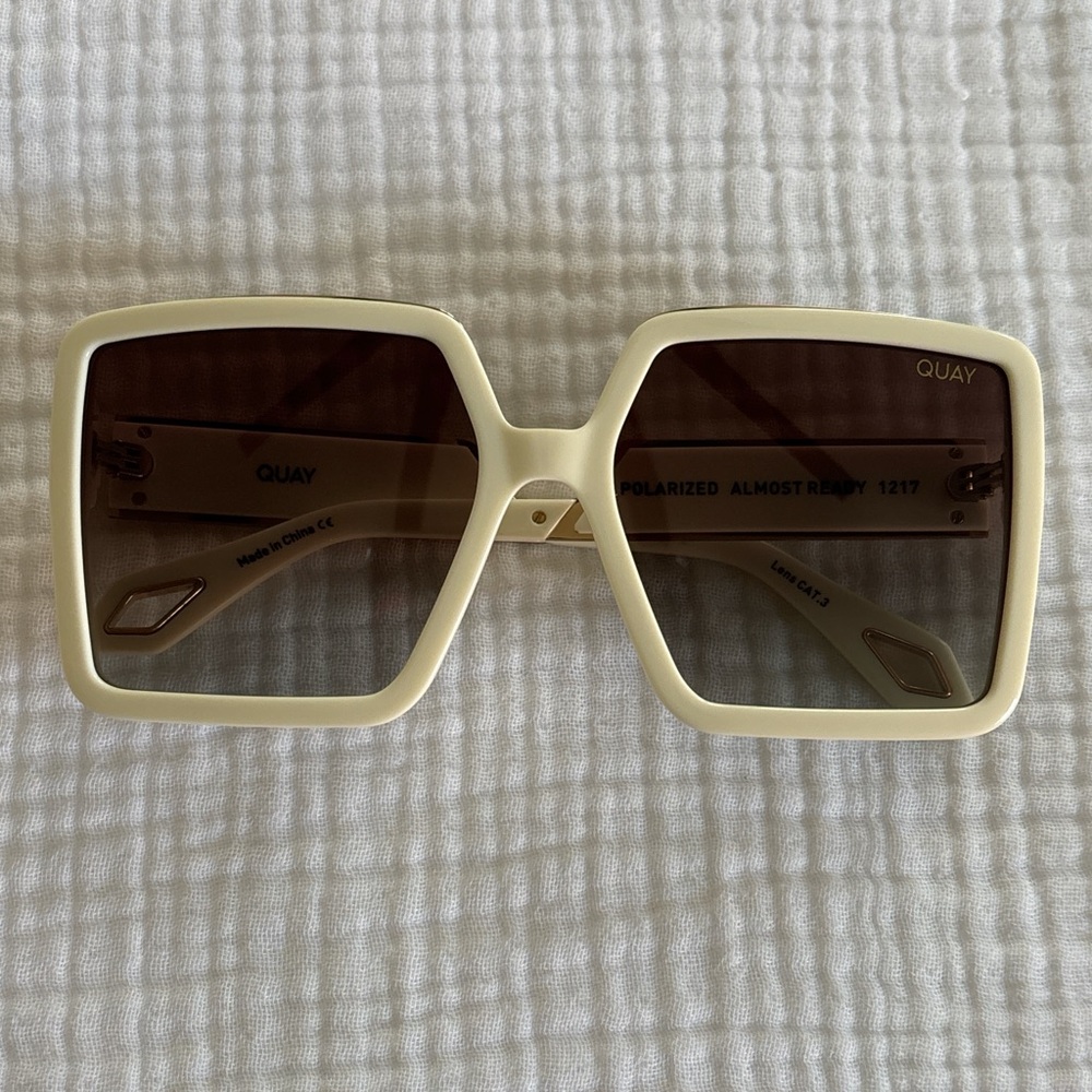 Quay Cream Oversized Sunglasses